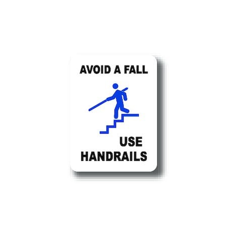 Ergomat 12in x 9in RECTANGLE SIGNS - Avoid A Fall Use Handrails DSV-SIGN 108 #2231 -UEN
